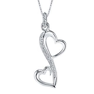Bridge Jewelry Sterling Silver Cubic Zirconia Vertical Infinity Heart Necklace