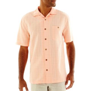 Island Shores Tropical Tonal Plaid Shirt, Orange, Mens