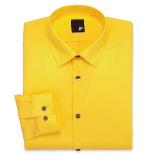 JF J.Ferrar JF J. Ferrar Solid Dress Shirt   Slim Fit, Lemon, Mens