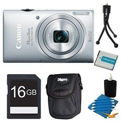 Canon PowerShot ELPH 130 IS Silver 16MP Digital Camera 16GB Bundle