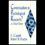 Contextualism in Psychological Research