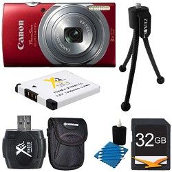 Canon PowerShot ELPH 140 IS 16MP 8x Opt Zoom Digital Camera Red Kit