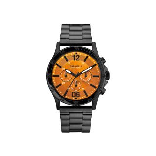 Caravelle New York Mens Orange Round Dial & Black Bracelet Chronograph Watch