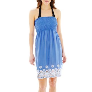 Raviya Strapless Embroidered Cover Up Tube Dress, Periwinkle, Womens
