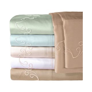 American Heritage 300tc Set of 2 Egyptian Cotton Sateen Embroidered Pillowcases,