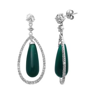Alexandra Gem Green Onyx, White Topaz & Crystal Earrings, Womens