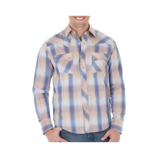 Wrangler Western Style Plaid Woven Shirt, Blue/Tan, Mens
