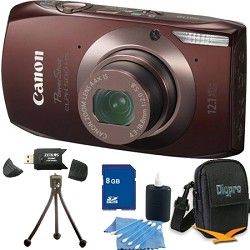 Canon PowerShot ELPH 500 HS Brown Digital Camera 8GB Bundle