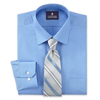 Stafford Shirt and Tie Set   Big and Tall, Blue, Mens