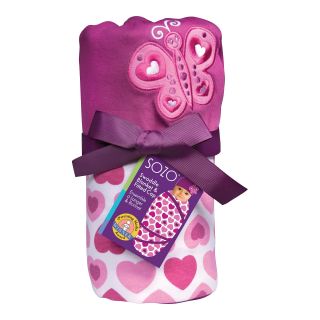 Sozo Hearts Swaddle Blanket and Cap Set, Purple/Pink
