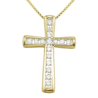CT. T.W. Diamond 10K Yellow Gold Cross Pendant, Womens