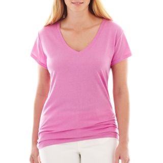 A.N.A Short Sleeve Essential V Neck Tee   Plus, Pure Orchid, Womens