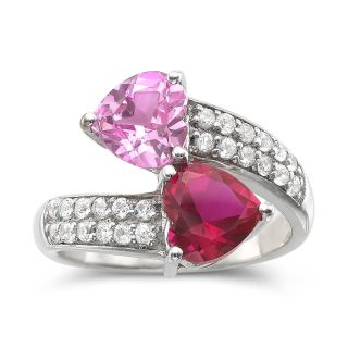 Lab Created Ruby & White Sapphire Bypass Ring, Womens