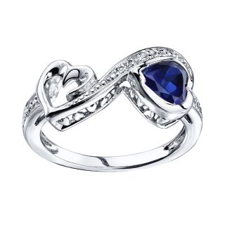 Love Grows Lab Created Sapphire & White Topaz Heart Ring, Womens