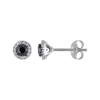 3/8 CT. T.W. Color Treated Black & Genuine Diamond Accent Earrings, White,