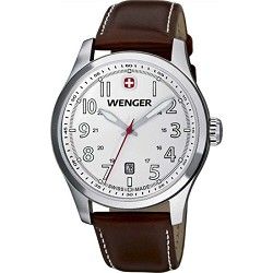 Wenger Mens Terragraph Watch   White Dial/Brown Leather Strap