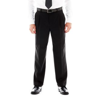 Stafford Travel Pleated Suit Pants, Dark Charcoal, Mens