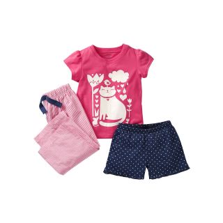 Carters 3 pc. Kitty Pajamas   Girls 2t 5t, Pink, Pink, Girls