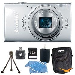 Canon PowerShot ELPH 340 HS 16MP 12x Zoom 3 inch LCD Silver Kit