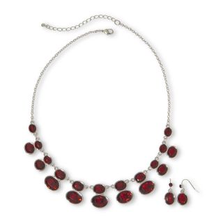 Red Stone Necklace & Earrings Set