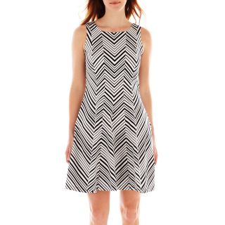 Robbie Bee Sleeveless Fit and Flare Dress, Black/White