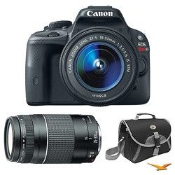 Canon EOS Rebel SL1 SLR Digital Camera EF S 18 55mm and 75 300mm Bundle