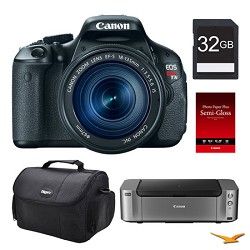 Canon EOS T3i DSLR Camera 18 135mm Lens, 32GB, Printer Bundle