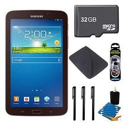 Samsung Galaxy Tab 3 (7 Inch, Gold Brown) + 32GB Micro SDHC and More