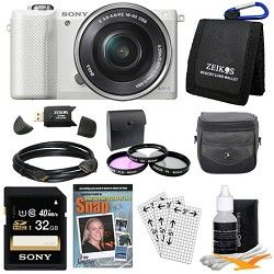 Sony a5000 Compact Interchangeable Lens Camera White w 16 50mm Power Zoom Lens B