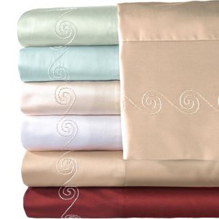 American Heritage 500tc Set of 2 Egyptian Cotton Embroidered Swirl Pillowcases,