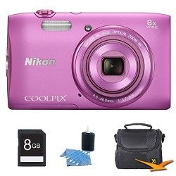 Nikon COOLPIX S3600 20.1MP 2.7 LCD Digital Camera with 720p HD Video Pink Kit