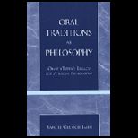 Oral Traditions as Philosophy
