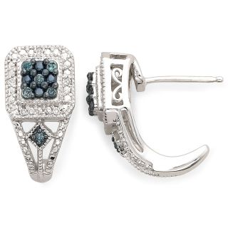 1/10 CT. T.W. White & Color Enhanced Blue Diamond Earrings, Womens