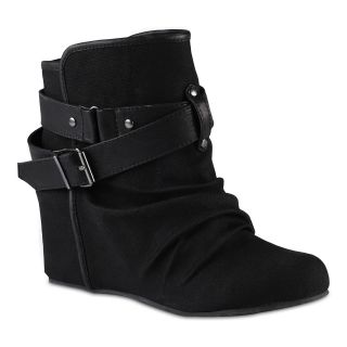 CALL IT SPRING Call It Spring Milada Scrunch Wedge Booties, Black, Womens