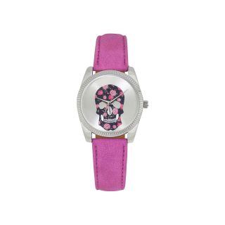 Skull Dial Boyfriend Watch, Pink, Womens