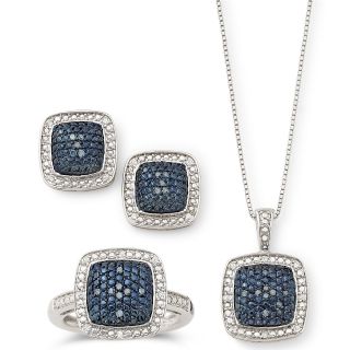 1/4 CT. T.W. White & Color Enhanced Blue Diamond Jewelry 3 Pc. Set, Womens