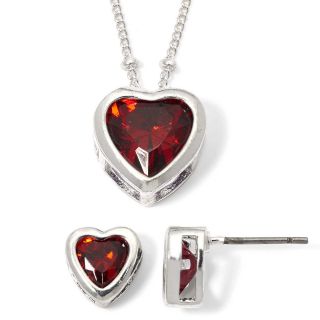 Red Heart Cubic Zirconia Pendant & Earrings Set