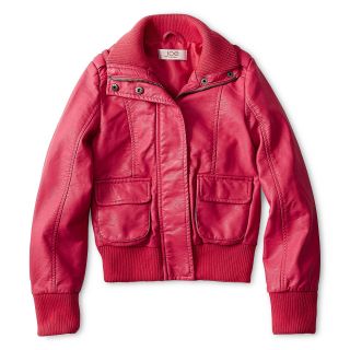 JOE FRESH Joe Fresh Faux Leather Jacket   Girls 4 14, Pink, Girls
