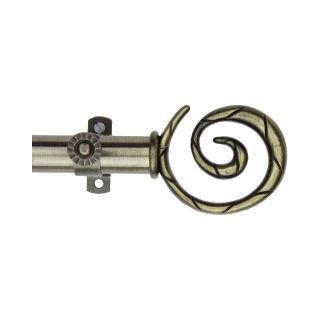 ROD DESYNE Curtain Rod with Spiral Finials, Antique Brass
