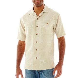Island Shores Short Sleeve Silk Jaquard Shirt, Khaki, Mens