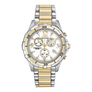 Citizen Eco Drive Womens Two Tone Chronograph Watch FB1354 57A