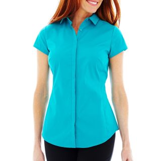 Worthington Essential Short Sleeve Shirt, Green