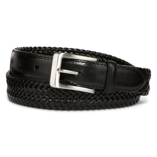 Stafford Leather Braided Belt, Black, Mens