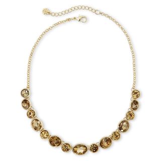 MONET JEWELRY Monet Gold Tone Brown Stones Collar Necklace, Yellow