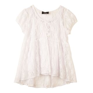 by&by Girl Short Sleeve Babydoll Lace Top   Girls 7 16, White, Girls