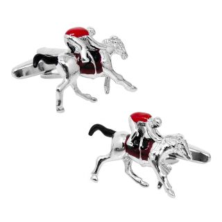 Race Horse Cufflinks, Silver, Mens