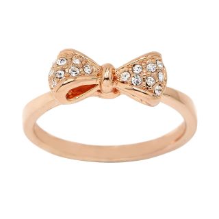 Bridge Jewelry Rose Tone Crystal Bow Ring