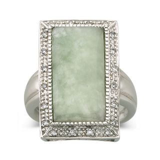 Jade & Diamond Accent Ring Sterling Silver, Womens