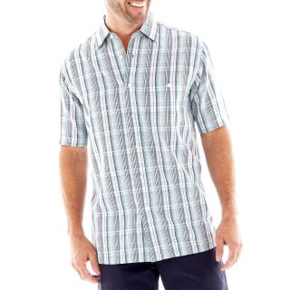 Haggar Microfiber Short Sleeve Shirt, Teal, Mens