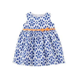 Carters Carter s Blue Geometric Print Dress   Girls newborn 24m, Blue/White,